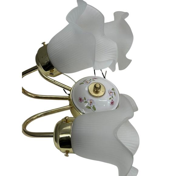 Victorian Underwriters 3 Arm Tulip Light Wall Sconce Lamp Floral Porcelain VTG - Picture 13 of 16